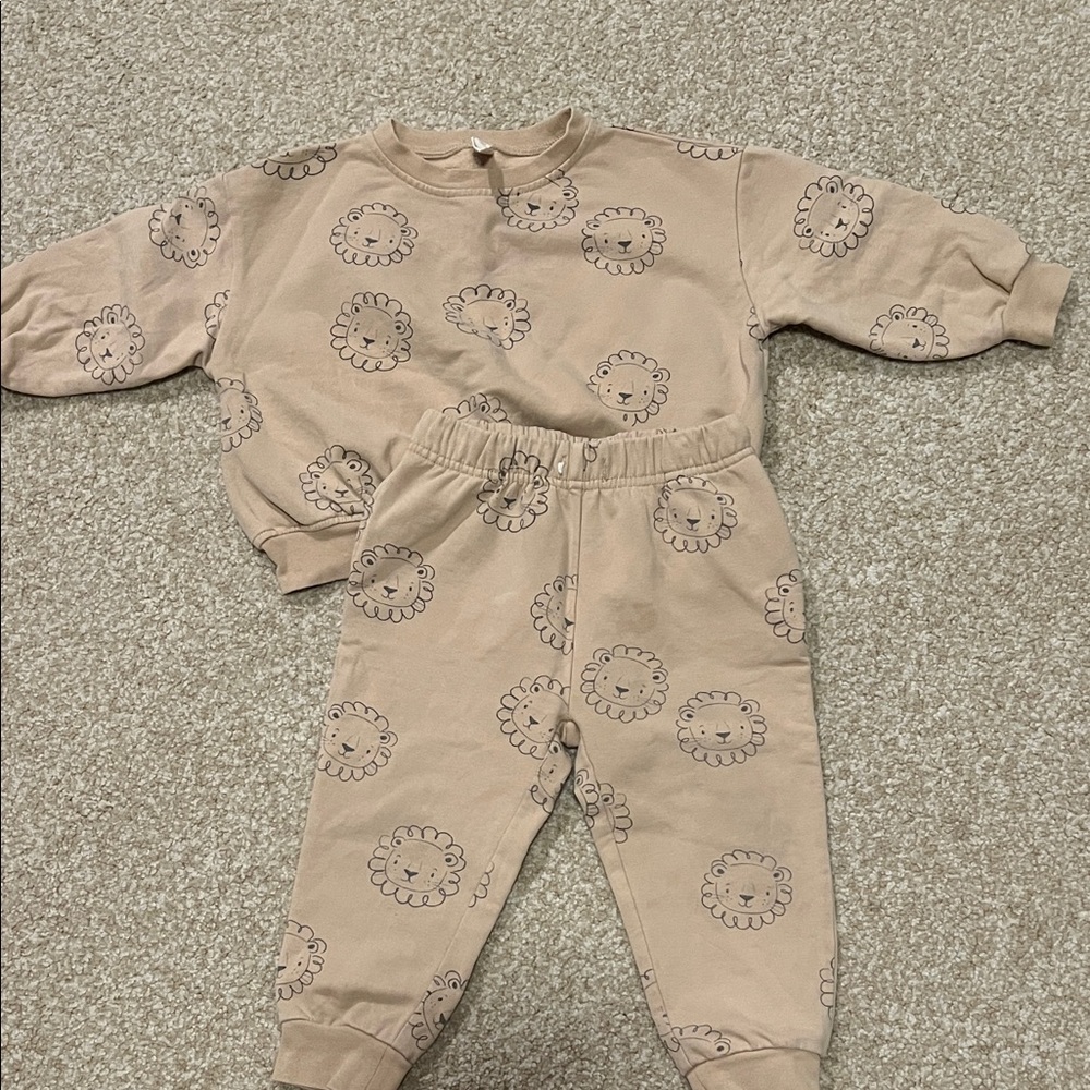 Rylee + Cru Tan Lion Print Kids Matching Set